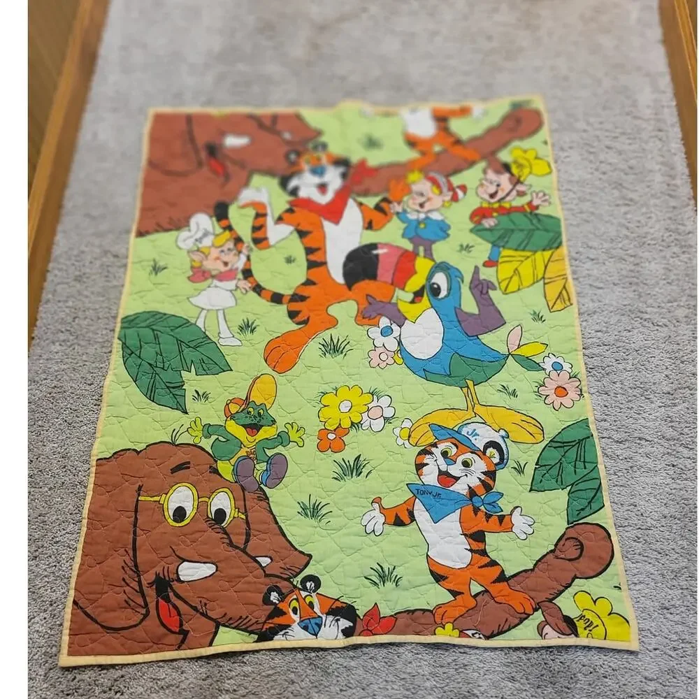 Vintage Tony the Tiger Kids Quilt Blanket Kellogg’s Characters Retro Cartoon
